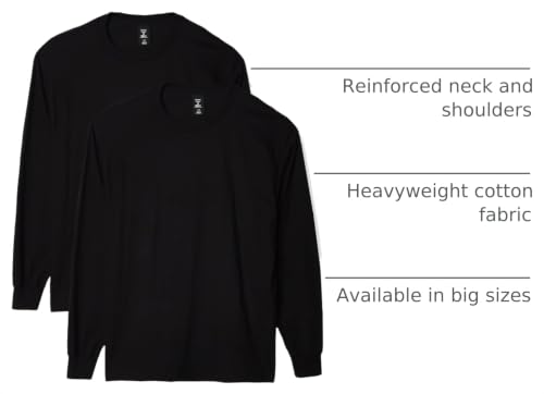 Image of Hanes Men's Beefy Long Sleeve Shirt, 1 or 2 Pack