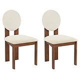 Giantex Sherpa Dining Chairs Set of 2, Mid Century Modern Kitchen Chairs w/Rubber Wood Legs, Padded Seat & Backrest, Armless Accent Side Chairs for Living Room, Dining Room, Restaurant