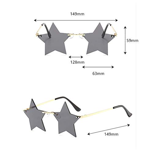 Enthyi Rimless Star Shape Sunglasses Personality Sun Glasses For Women/Men Party Glasses Personality Pentagram Eyewears (Deep Purple) #TOP2