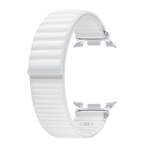 Image of Samsung Galaxy Watch 8 Series Fabric Band, Nylon, Dynamic Lug System, Comfort Fit, Contoured Fit, Lightweight, Compatible with Galaxy Watch 8 and Watch 8 Classic, S /M White