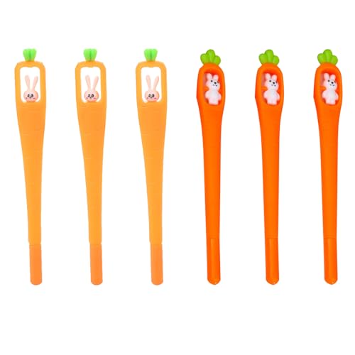 Wisesurf Juego de 6 bolígrafos de tinta negra, divertidos y bonitos bolígrafos de estilo mixto para escribir, escuela, estudiante, oficina, regalo (bolígrafo en forma de conejo)