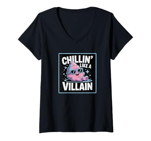 Chillin Like A Villain - Cono color Maglietta con donna collo a v crema
