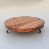 Handizo Decor Decorative Round Wooden High Riser. Trivet for Display, Pedestal Tray for Home or Kitchen and Bathroom Countertop Organizer, Farmhouse Kitchen Counter Decor Tray.