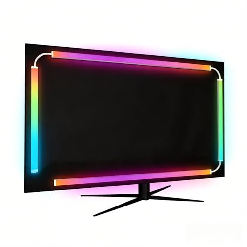wacuaao RGB Monitor Backlight with Screen Sync Dual USB Powered Ambient Lighting Kit for 27 Inch Gaming Monitors Music Mode Immersive Dynamic LED Strip Lights for PC Setup (4 Sides - 27 inch)