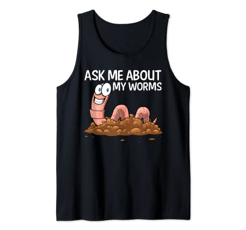 Funny Worm Art For Men Women Worm Farming Composting Casting Tank Top