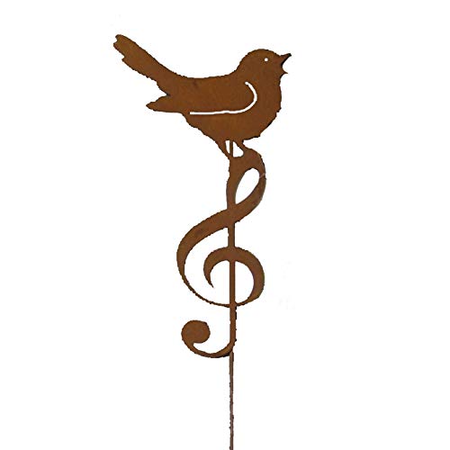 Metall Stecker. Vogel auf NOTENSCHLÜSSEL. Rost Gartenstecker, Metallstecker, Dekostecker. 47 cm. Art.: 67292 Cover