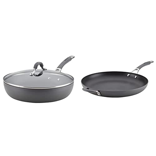 Image of Circulon Radiance Deep Hard Anodized Nonstick Frying Pan - 12 Inch, Gray & 83906 Radiance Hard Anodized Nonstick Frying Pan with Helper Handle - 14 Inch, Gray