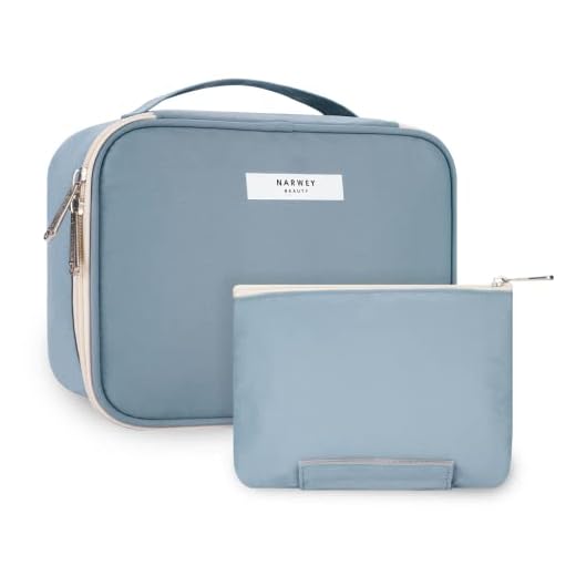 Narwey Neceser de Maquillaje de Viaje Bolsa de Aseo Bolsa de Cosméticos Grande Organizador para Mujeres y Niñas (Azul Grisáceo(Nueva))