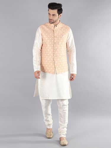 Image of Uri and MacKenzie Men's Silk Blend Kurta Pajama with Designer Ethnic Nehru Jacket /Modi Jacket