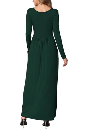 Image of EUOVMY Women's Long Sleeve Loose Maxi Dresses Casual Long Dresses with Pockets