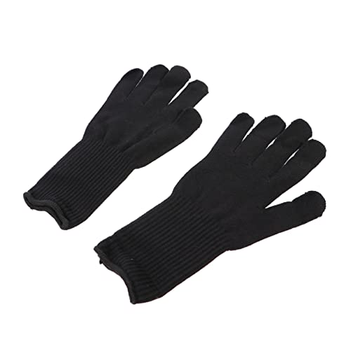 Ipetboom 2Pairs Heat Resistant Perm Gloves for Hair Styling Tools Scalding Black Gloves for Curling Irons Straighteners and Hair Dryers Extended Wrist Protection