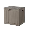LAUSAINT HOME 31 Gallon Resin Deck Box, Package Delivery Box with Lockable Lid, Waterproof Outdoor Storage Box For Garden Tools, Patio Cushions(31 Gallon,Grey)