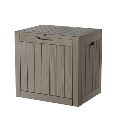 LAUSAINT HOME 31 Gallon Resin Deck Box, Package Delivery Box with Lockable Lid, Waterproof Outdoor Storage Box For Garden Tools, Patio Cushions(31 Gallon,Grey)
