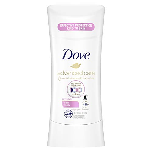 Image of Dove Advanced Care Invisible Antiperspirant Deodorant Stick No White Marks on 100 Colors Clear Finish 48-Hour Sweat and Odor Protecting Deodorant for Women 2.6 oz
