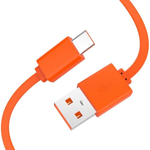 Toxaoii USB Typ C Ladenetzkabel kompatibel mit JBL Charge 5, Charge 4, Go 3, JBL Flip 6, Flip 5, Pulse 4, JR POP, kabellosem JBL Endurance Peak-Lautsprecher (Orange/100cm)