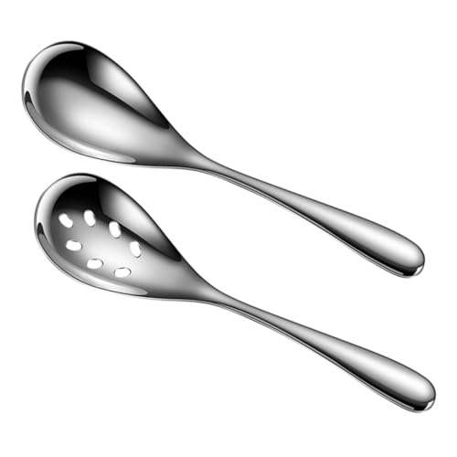 SOLUSTRE Stainless Steel Serving Spoons Large Capacity Slotted Utensils Kitchen Serving Spoons for Daily Use