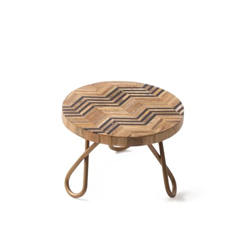 Image of CASADECOR Chevron String & Metal Rhombus Maze Pizza Cake Part Stand Pack of 1 (Brown, Diameter-8 Inch)