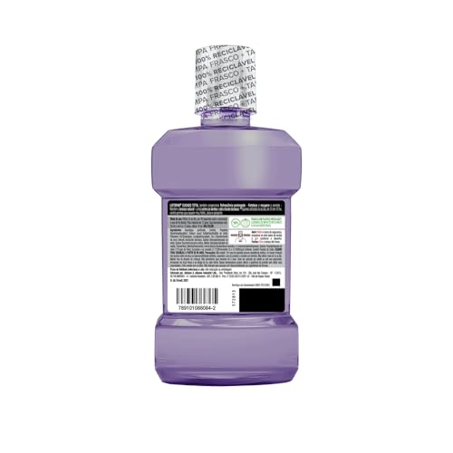 Enxaguante Bucal Antisséptico com Flúor e Zinco Ativos Zero Álcool Menta Suave Listerine Cuidado Total Frasco 250ml