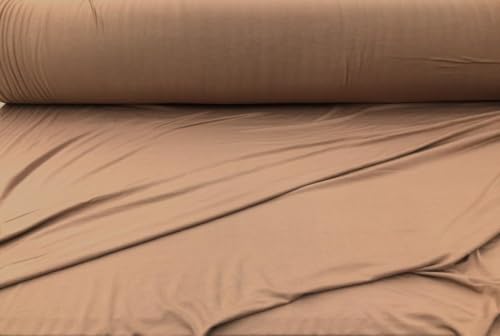 96% Viscose Bamboo 4% Spandex Fabric 4 Way Stretch Latte Brown B422 (Yard)