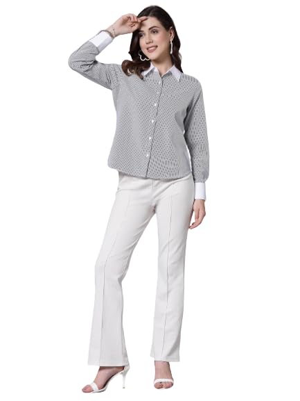 style quotient Women Stripe Polycotton Regular Fit Colorblock Formal Shirt-picture-32