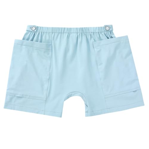 WEEOATAR Women Ostomy Pants Patient Underwear Incontinence Care Shorts,2 Side Pockets to Store Urine Bags Easy to Use,Fistula Pants for Nephrostomy,Suprapubic and Biliary Catheters(Blue,M)