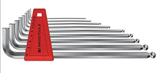 TopTools - Kit de 9 pièces de clés hexagonales et à billes longues, diamètre de 1,5 à 10 mm