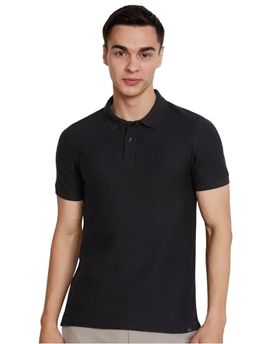 Image of Amazon Brand - Symbol Men's Cotton Rich Textured Polo Tshirts | Collar Plain Tshirts | Half Sleeves - Regular Fit (Available in Plus Sizes)