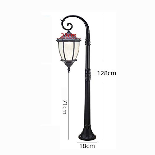 TBLOTYD Garden Post Light Lawn Light American Lighting Post Light Solar LED Retro Outdoor Waterproof Energy Saving Aluminum Pole Light Garden Villa Flooring Courtyard C,Black-128CM