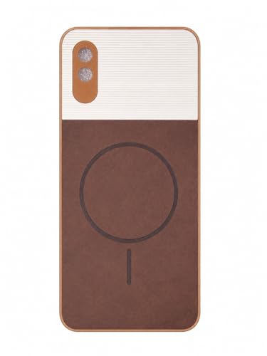Image of Bintage Mac Safe Design Hard Slim Back Case | Soft Border Camera Protect | Dual PU Leather Finish Back Cover Compatible for MI REDMI 9i / Redmi 9A - White & Cherry Brown