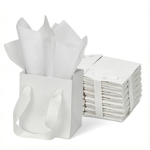 Sacs cadeaux blancs Papertide lot de 30 mini pochettes de présentation pour invités