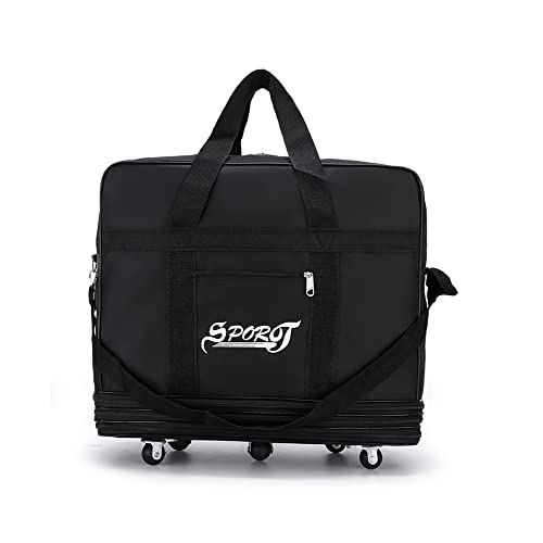 MULTIONS Maleta plegable expandible 2022, bolsa de viaje ligera, aprobada por cabina con ruedas, maletín de traje, equipaje de mano, Black, S Cover