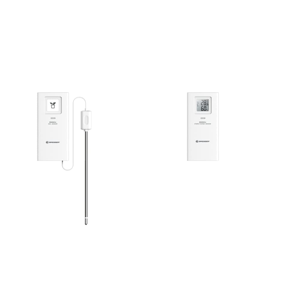 Bresser Bodenthermometer und -feuchtigkeitsmesser als Zusatzsensor & Thermometer/Hygrometer Sensor zur Temperatur- und Luftfeuchtigkeitsmessung als Zusatzsensor