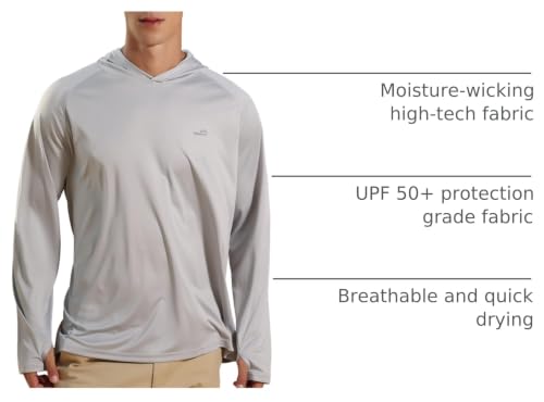 Image of Men's UPF 50+ Long Sleeve Sun Shirts UV Protection Hoodie Rash Guard Hiking Fishing Swim T Shirt