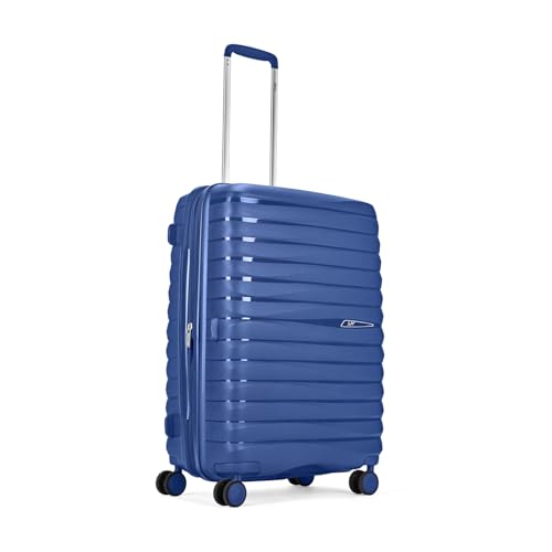 Image of Skybags Polypropylene Float Max Check-in Trolley Bag - Medium, 66cms | Premium Hard-Sided Luggage for Travel with Smooth 8 Wheels Double Spinner & Flushed TSA Lock - Blue