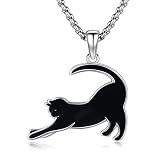 Cat Necklace 925 Sterling Silver Black Cat Pendant Father’s Day Gifts cat necklaces for women girls