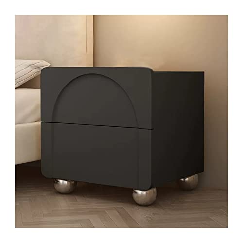 Mesilla de noche Mesita de noche, mesitas de noche modernas con patas esféricas de acero inoxidable, mesa auxiliar adorable y práctica, muebles de dormitorio de moda, negro Mesilla de noche(L40xD40xH4
