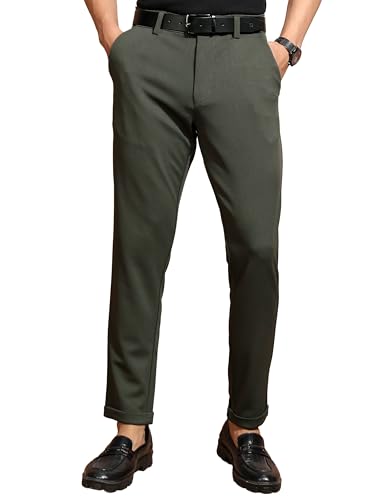 Image of Highlander Men's Slim Fit Formal Trousers | Ankle Length | Smart Chinos for Men | Comfortable Fabric for Daily Work & Formal Occasions