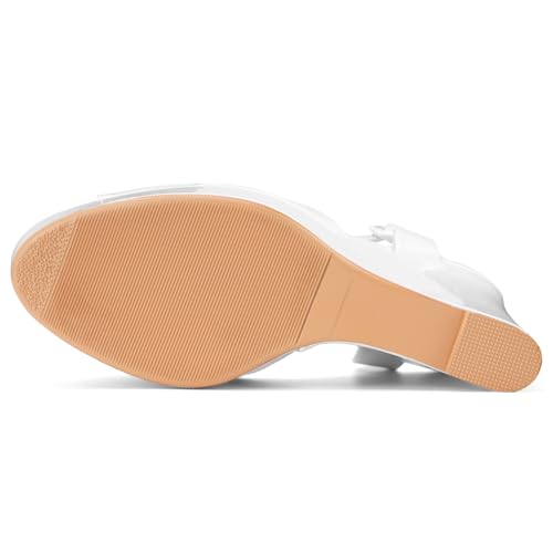 Image of Women's Dressy Platform Wedge Sandals Gold Wedges Peep Toe Patent High Heels Slingback Heeled Comfortable Ankle Strap Shoes