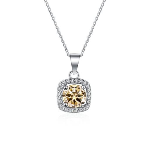 Collier moissanite carré pour femmes avec bordure micro-sertie élégante
