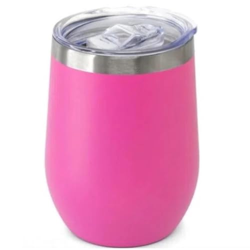 Copo Térmico em Aço Inox, Parede Dupla de Inox, 350 ml, Com tampa, Personalizável, Mantém Bebidas Quentes ou Geladas- QH Shopp (Rosa escuro)