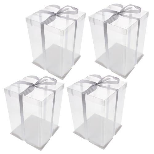 STOBAZA 4 Pcs Boxes Cake Carrier Transparent Portable Cake Box for Birthdays Weddings and Parties for Storing and Transporting and Desserts Easy to Clean Odorless