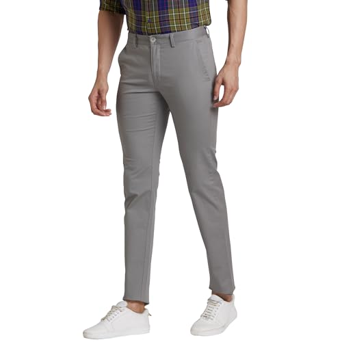 Image of Park Avenue Men's Mid Rise Print Pattern Neo Fit Cotton Blend Flat Regular Fit Front Chinos