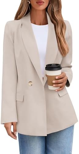 Lazysmile Blazers for Women Business Casual Long Sleeve Lapel Open Front Suit Jacket Office Work Clothes with Pockets