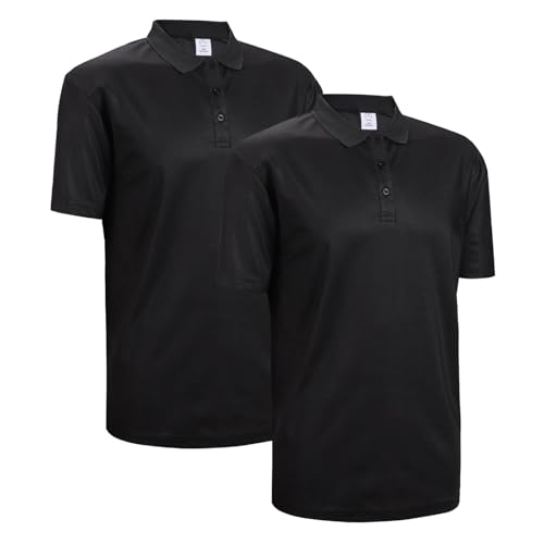 ADUDVLO 2PCS Classic Sports Polo Shirt Men & Women Short Sleeve Mens Polo Shirt Casual Work Sports (UK Alpha XL Regular Regular Black)