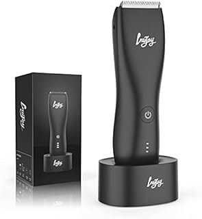 INVJOY Body Trimmer for Men, Ball Shaver, Electric Groin & Pubic Hair Trimmer, Waterproof Wet/Dry Groomer, Replaceable Ceramic Male Hygiene Razor Clippers w/ Charging Dock for Full Body Grooming