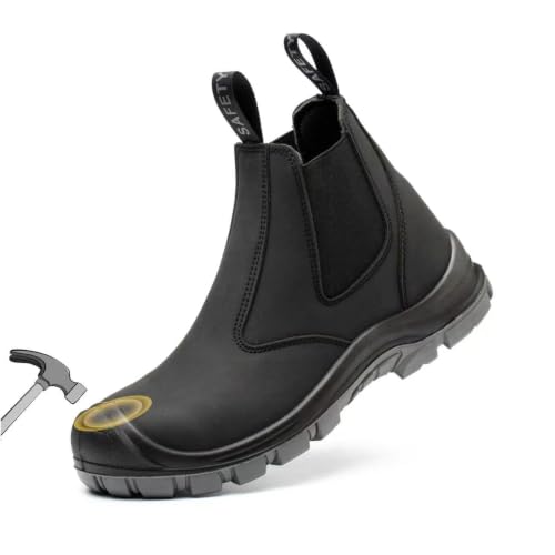 Image of TAERDUN Steel Toe Work Boots for Men Slip-on Chelsea Boot, 6 inch Safety Shoes | TAERDUN ASTM Safety Boot, Comfortable Welding Botas de Trabajo Work Shoes Waterproof, Lightweight Industrial & Construction
