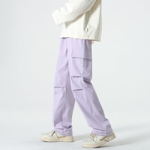 Wide Leg Sweatpants for Men, Waffle Elastic Waist Baggy Pants, Trendy Lightweight Travel Hiking Lounge Trousers with Pockets2