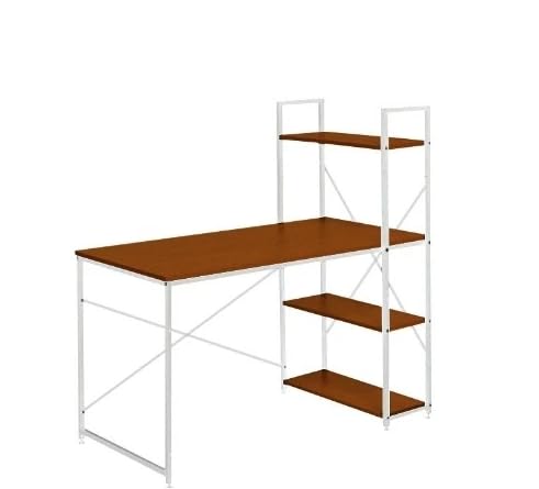 タピパンダ\TAPI PANDA パソコンデスク 4段収納ラック付き 幅120cm 奥行60cm 北欧風 組み立て簡単 テレワーク 在宅勤務 pcデスク デスクラック 机 勉強机 (ブラウン(ホワイトフレーム))