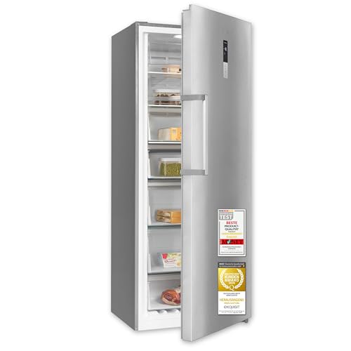 Exquisit Gefrierschrank, Tiefkühlschrank, Kombigerät, Kühlfunktion, 380 Liter, Alarm-Funktion, NoFrost, 4-Sterne-Gefrierfach, Schnellgefrieren, Schnellkühlen, GS5380-NF-H-050D inoxlook