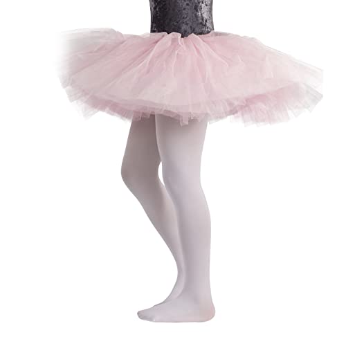 CALZITALY Mädchen Ballettstrumpfhosen | Professionelle Tanz Strumpfhose | Hautfarbe, Schwarz, Weiß, Rosa | 4-14 Jahre | 40 DEN | Made in Italy (10 Jahre, Weiß)